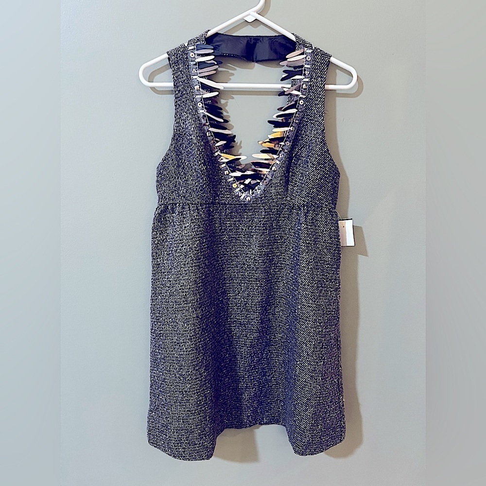 Anna Sui x Target Grey Metallic Tweed Embellished Pinafore Dress small
